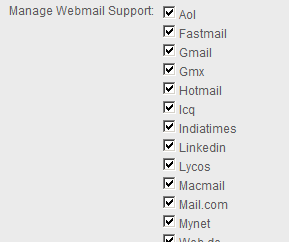 Webmails supported manual selection